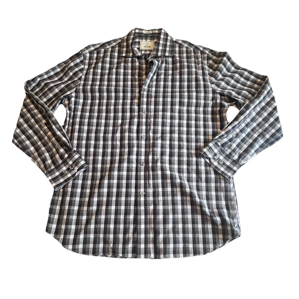 TODD SNYDER melange yarns Gingham Check Button Down Shirt Size 16 32/33 - Picture 2 of 10